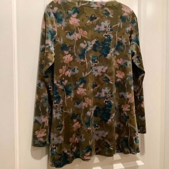 J.Jill Velour V-Neck Tunic, Ochre Moody Watercolor, size XS NWT - Picture 3 of 7